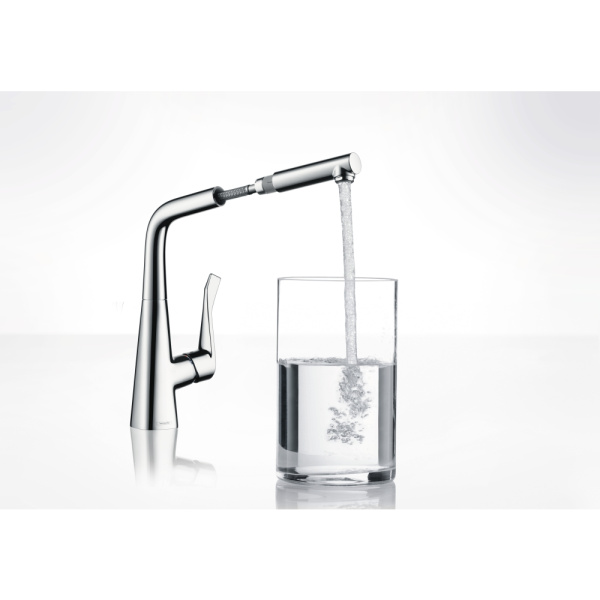 Смеситель с выдвижным изливом Hansgrohe Metris M71 1jet 14821800
