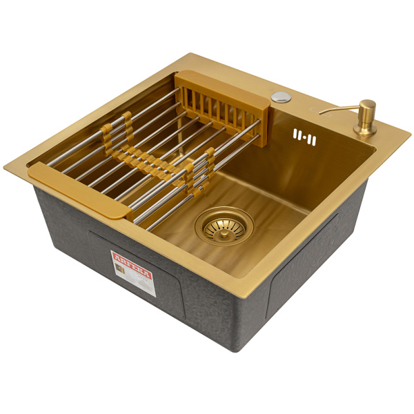 Кухонная мойка Arfeka Eco AR Gold 50х50 с коландером и дозатором