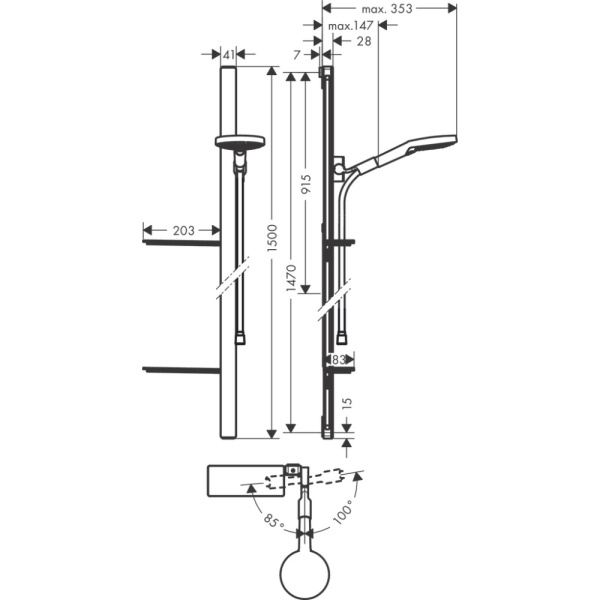 Душевой гарнитур Hansgrohe Raindance Select S 3jet EcoSmart 27647400