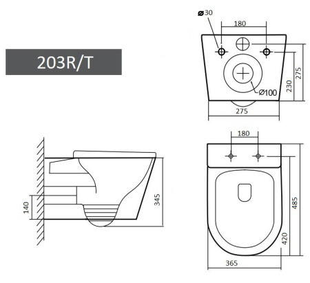 Подвесной унитаз Grado GD-W203R белый