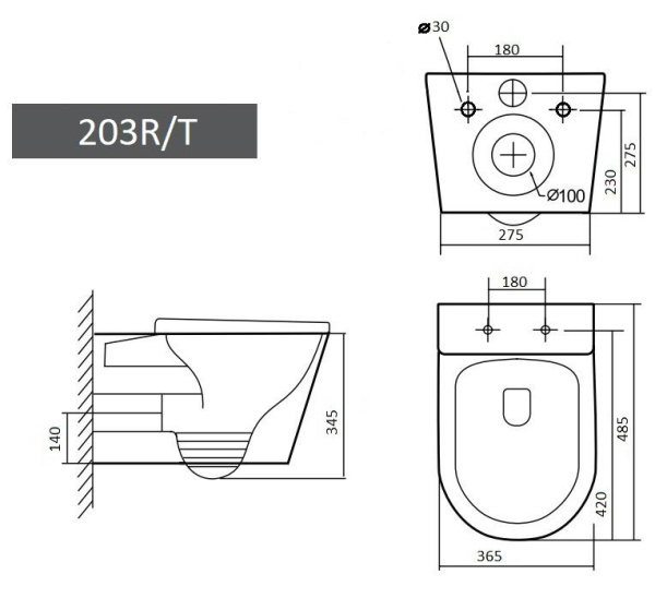 Подвесной унитаз Grado GD-W203T белый