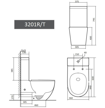 Напольный унитаз Grado GD-3201R белый