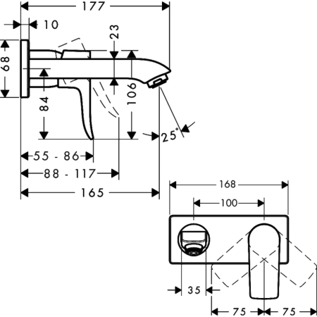 Смеситель встраиваемый Hansgrohe Metris 31085000