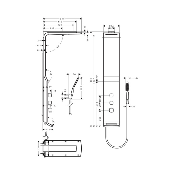 Душевая панель термостатическая Hansgrohe Raindance Lift 27008000
