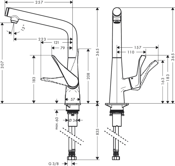 Смеситель Hansgrohe Metris Select M71 Eco 1jet 14785000