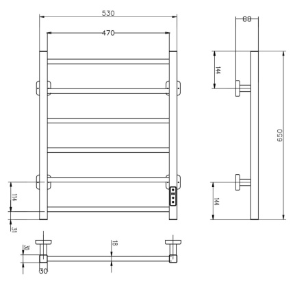 Полотенцесушитель электрический Roxen Square 11050-5365W 53х65