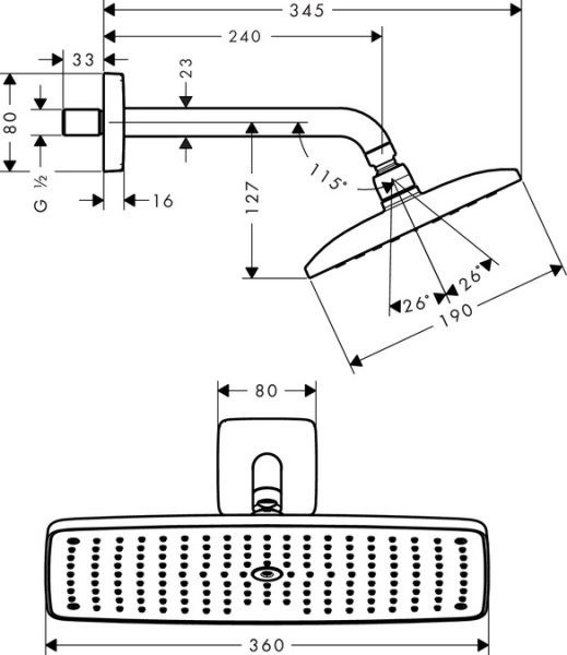 Тропический душ Hansgrohe Raindance E 1jet 27371000 с держателем