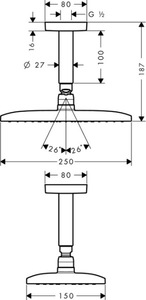 Тропический душ Hansgrohe Raindance E Air 1jet 27380000 с держателем