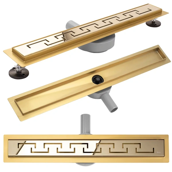 Трап для душа Rea Greek PRO mirror Gold 70