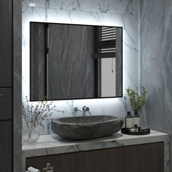 Зеркало Continent Meridian Black LED 100х70