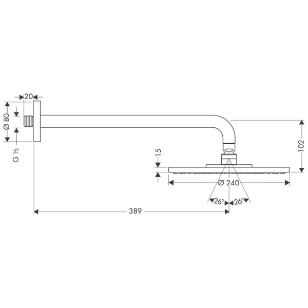 Тропический душ Hansgrohe Raindance 1jet 27474000 с держателем