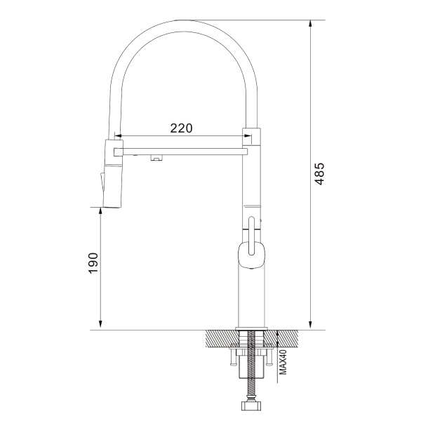 Смеситель для кухни под фильтр с гибким изливом Rose R358H