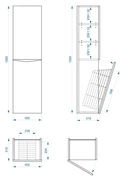 Пенал подвесной Vela Бриз 40ПБК (бельевая корзина) петли левые RS633472