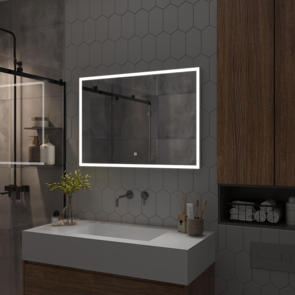 Зеркало Continent Frame White LED 80/100/120 80х60