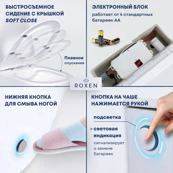 Подвесной унитаз Roxen Grown 620260-01 с импульсным смывом