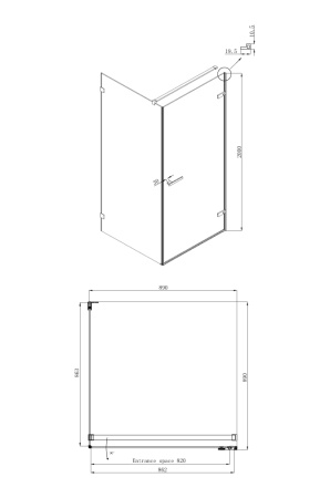Душевой уголок Ambassador Abner 90x90 Правый