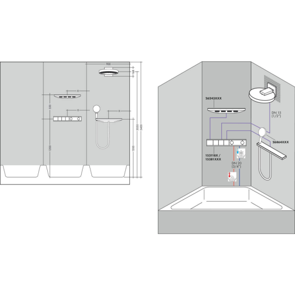 Тропический душ Hansgrohe Rainfinity 250 1jet EcoSmart 26227000 с держателем