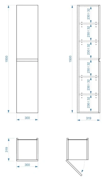 Пенал подвесной Vela Мира 30П (двери) петли левые RS633482