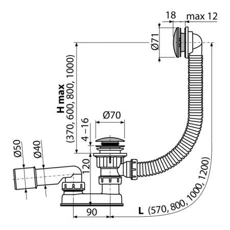 Сифон AlcaPlast A504CKM-80