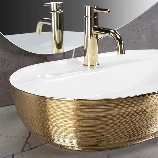 Умывальник Rea Aura 61 White Gold Brush U6900