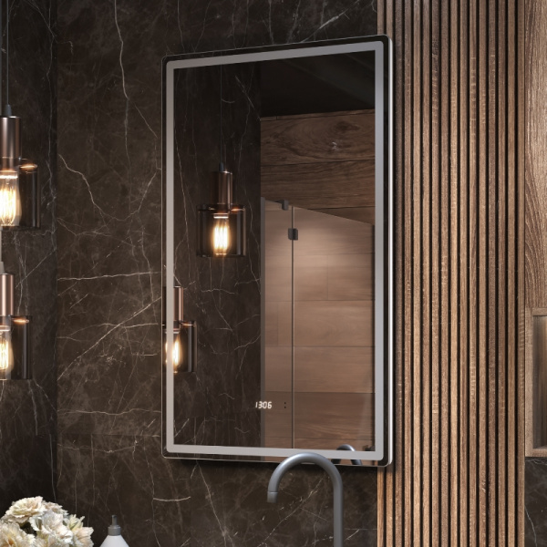 Зеркало Vigo Roberta Luxe 60х100 с бесконтактным сенсором, подогревом, часами и датчиком движения