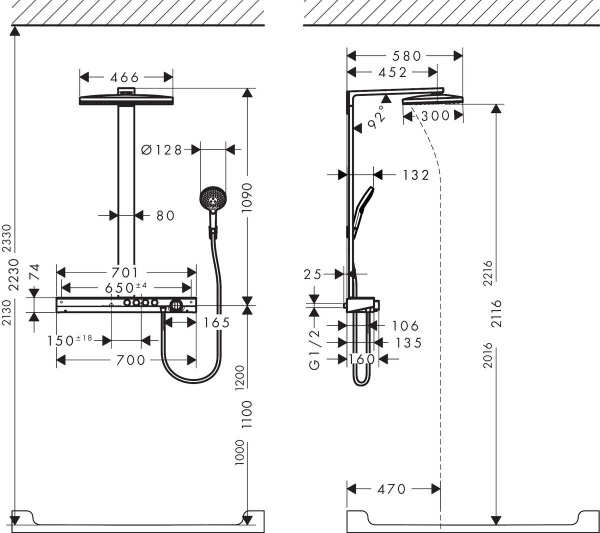 Душевая система термостатическая Hansgrohe Showerpipe EcoSmart 27028400