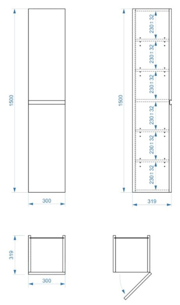 Пенал подвесной Vela Мира 30П (двери) петли правые RS623482
