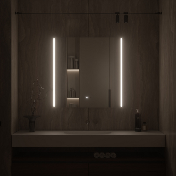 Зеркало Vigo Krona Luxe 60х100 / 80х100 / 100х100 с подогревом, часами и термометром