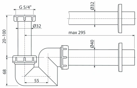 Сифон AlcaPlast A45F-DN32