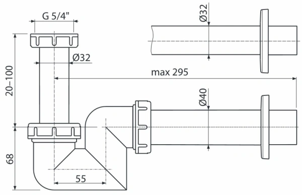 Сифон AlcaPlast A45F-DN32
