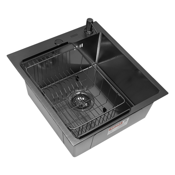Кухонная мойка Arfeka Eco AR Black Decor 45х50 с коландером F и дозатором