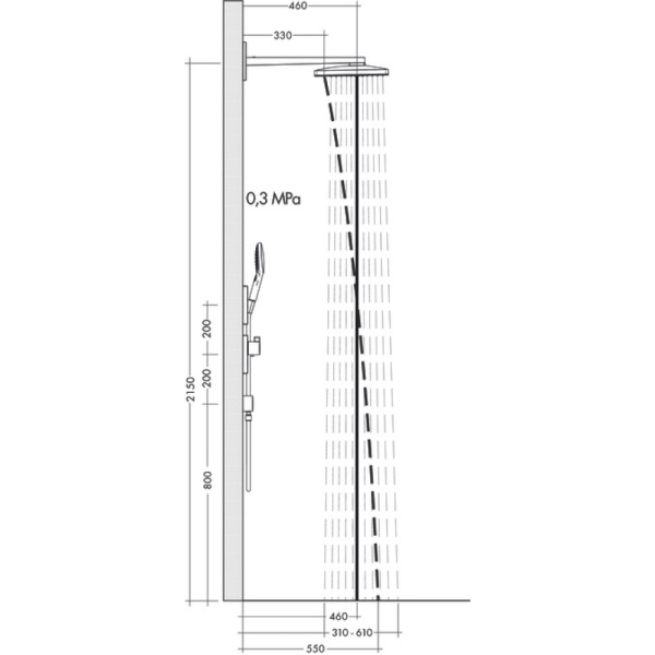 Тропический душ Hansgrohe Rainmaker Select 3jet 24007600 с держателем