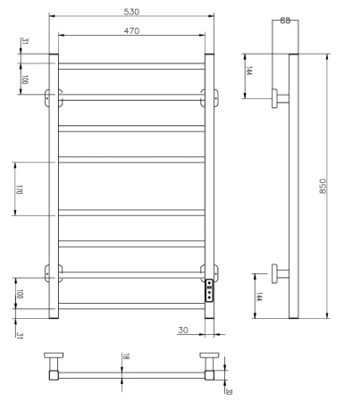 Полотенцесушитель электрический Roxen Square 11050-5385C 53х85