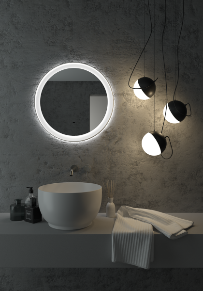 Зеркало Continent Planet Black LED (холодная подсветка) с бесконтактным сенсором 60х60