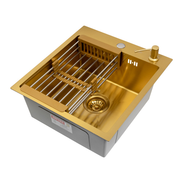 Кухонная мойка Arfeka Eco AR Gold 45х50 с коландером и дозатором