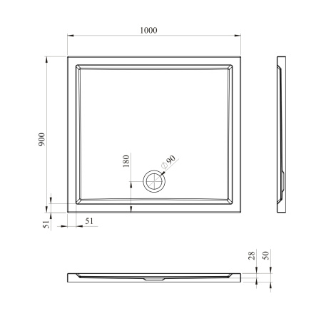 Душевой поддон Lavinia Boho One прямоугольный 100x90