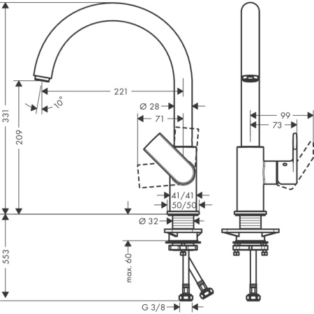Смеситель Hansgrohe Vernis Shape 71871000