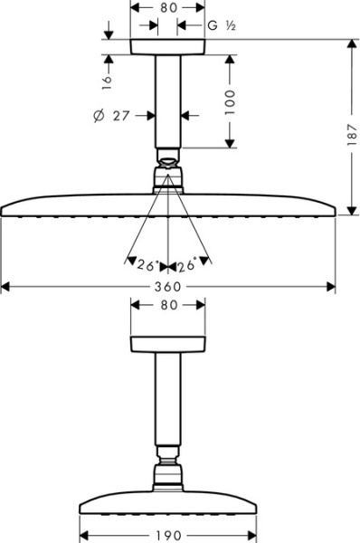 Тропический душ Hansgrohe Raindance E Air 1jet 27381000 с держателем