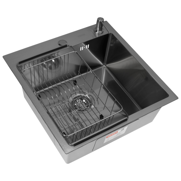 Кухонная мойка Arfeka Eco AR Black 50х50 Decor Millet с коландером F и дозатором