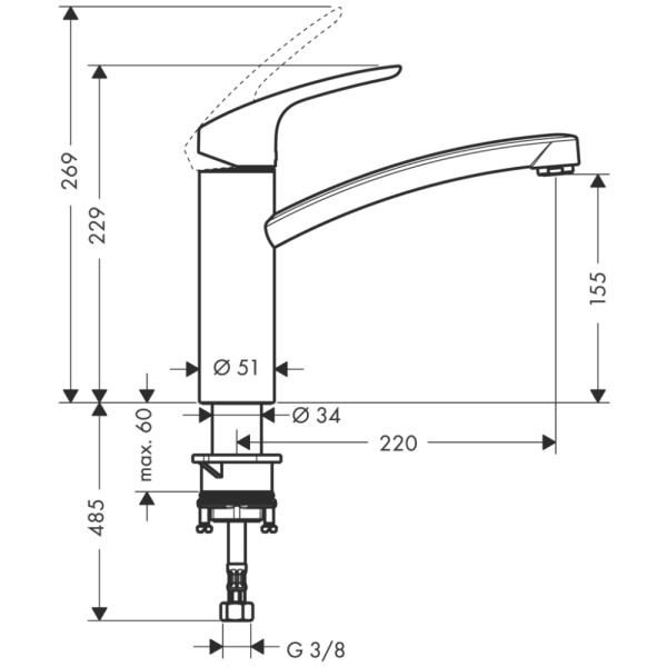 Смеситель Hansgrohe Focus M41 160 31804000