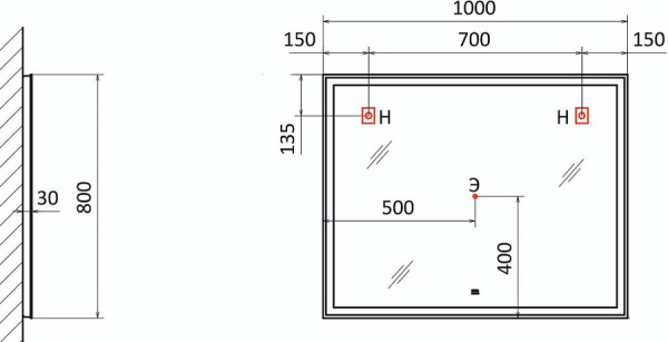 Зеркало Raval Prima 100х80 детальное фото Зеркало Raval Prima 100х80