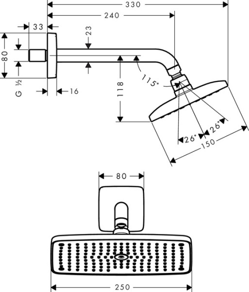 Тропический душ Hansgrohe Raindance E 1jet 27370000 с держателем