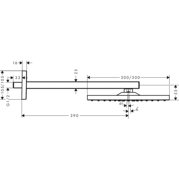 Тропический душ Hansgrohe Raindance E 300 1jet 26239000 с держателем