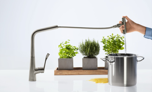 Смеситель с выдвижным изливом Hansgrohe Metris Select M71 1jet 14884800