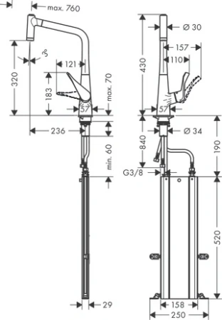 Смеситель Hansgrohe Metris 73801800