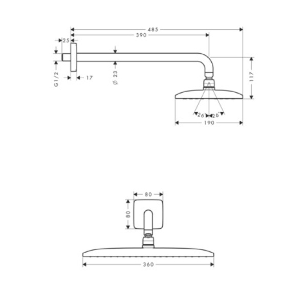 Тропический душ Hansgrohe Raindance E 1jet EcoSmart 26605000 с держателем