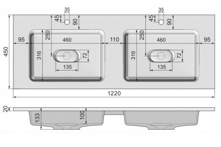 Умывальник Madera Modul 120х45