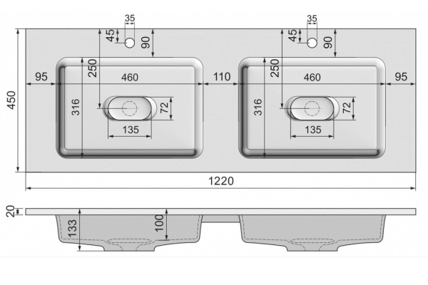 Умывальник Madera Modul 120х45