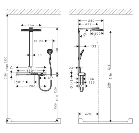 Душевая система термостатическая Hansgrohe Showerpipe 3jet EcoSmart 27029400