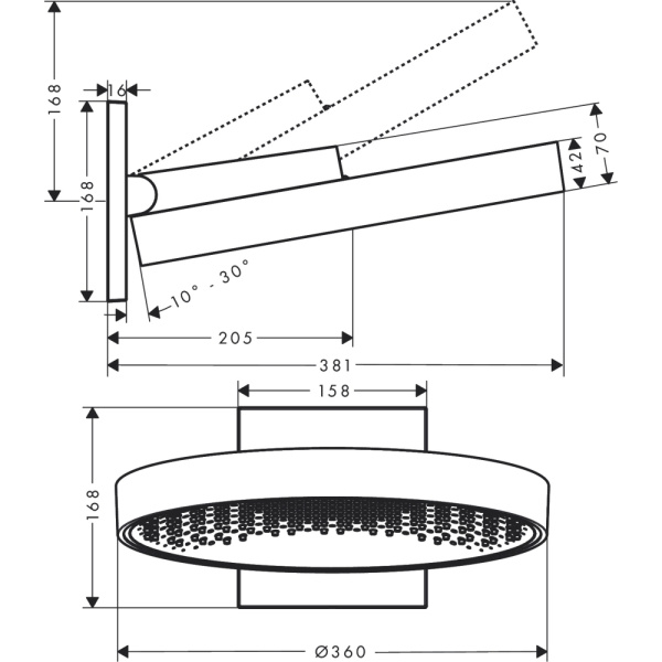 Тропический душ Hansgrohe Rainfinity 360 1jet 26230000 с держателем